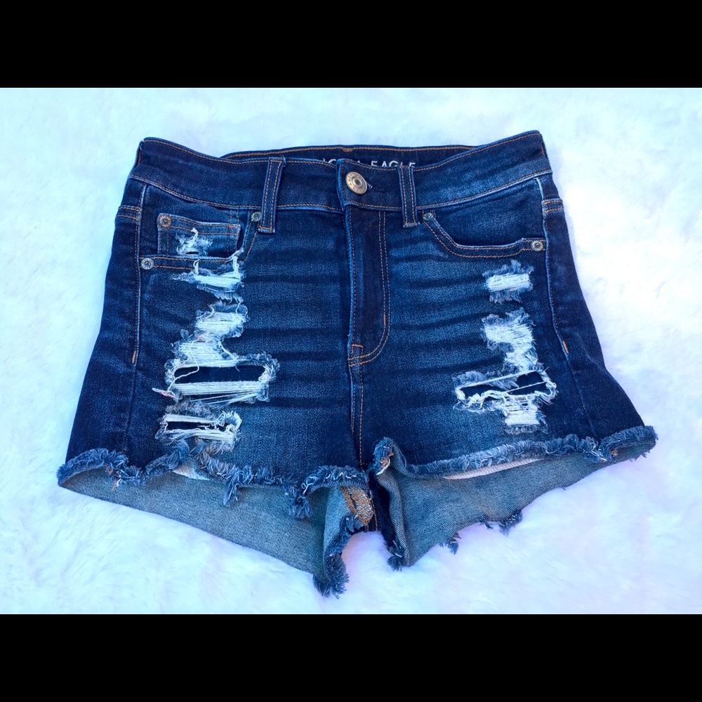 American Eagle size O ne(x)t level stretch high rise shortie Jean shorts